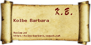 Kolbe Barbara névjegykártya